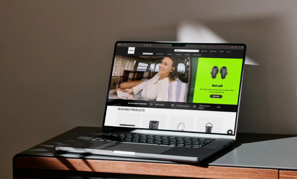 A screen shot of the improved UX design on the Bose website