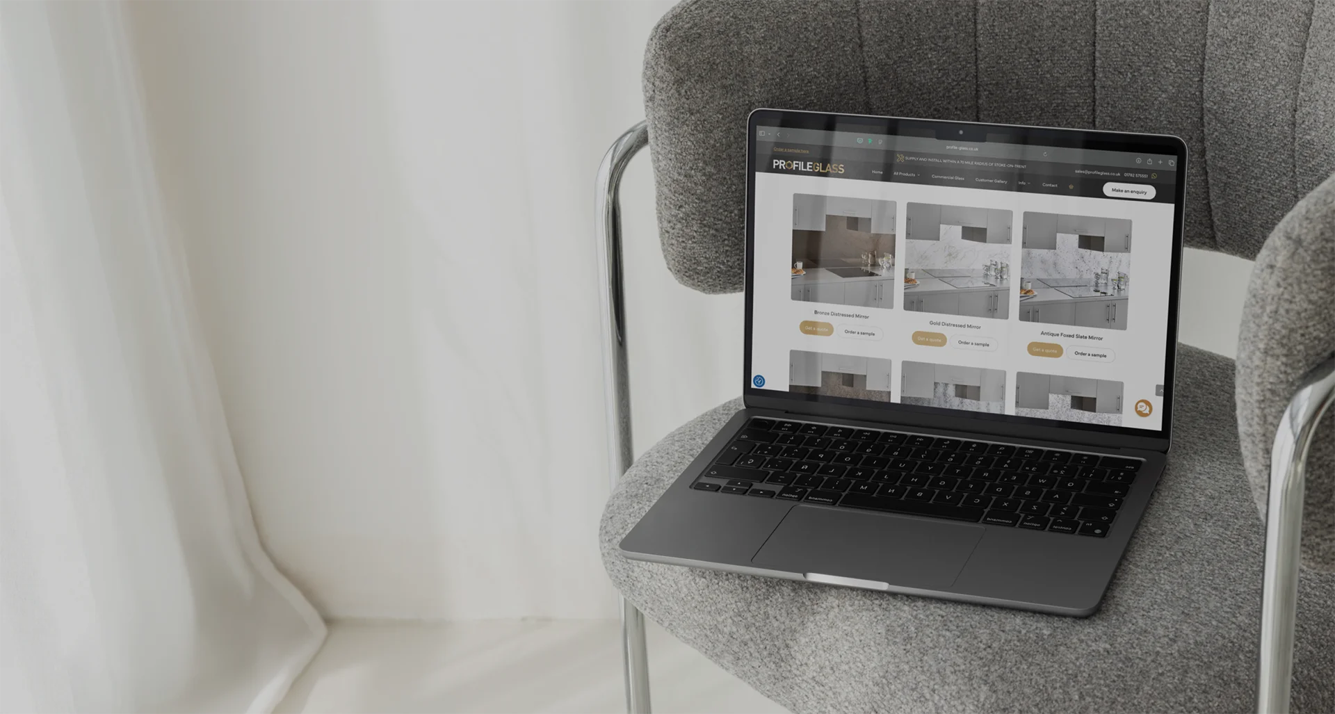 Ecommerce website development project for Profile Glass on laptop