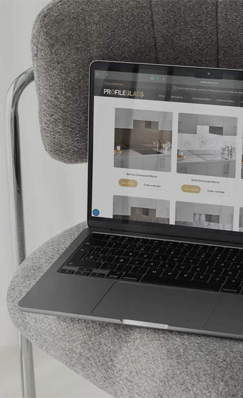 Ecommerce website development project for Profile Glass on laptop