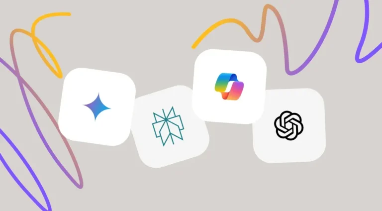 An image showing the logos of popular AI search engines including ChatGPT, Gemini, Co-Pilot and Perplexity, this image is used on a blog post that compares each of these AI search engines