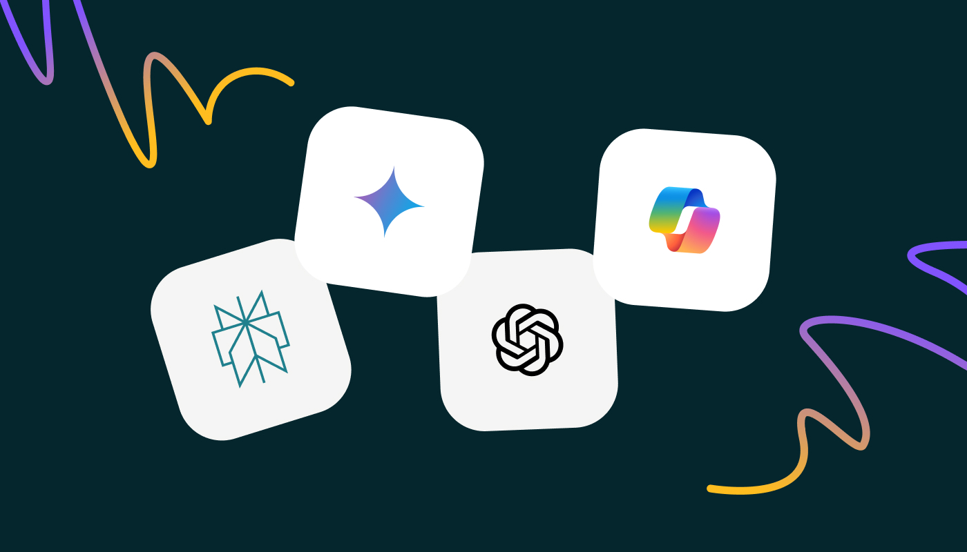 Various logos including ChatGPT, Gemini, Co-Pilot and Perplexity, all of which are popular AI search engines