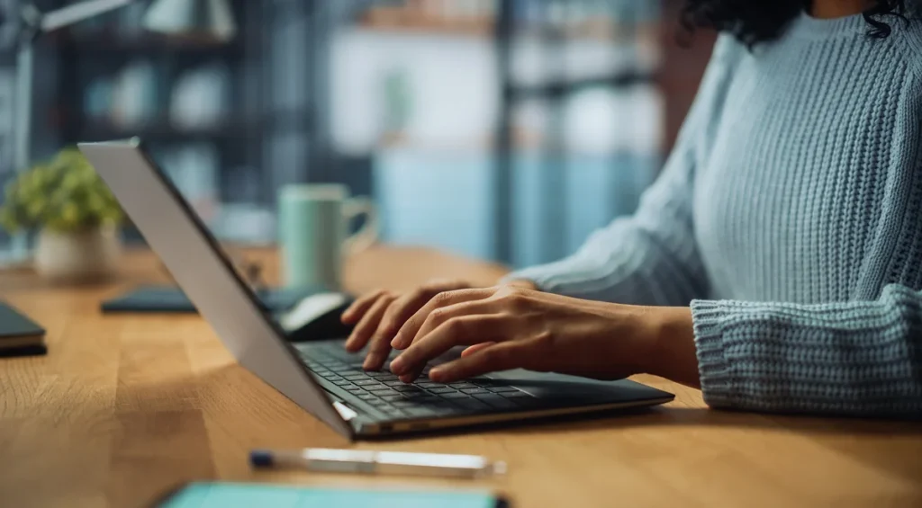 laptop user determining how often to update your website