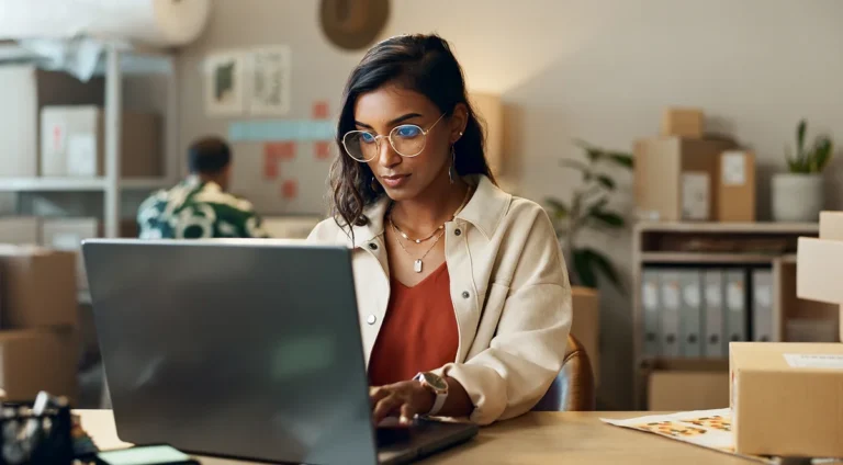 business owner using laptop researching how long does it take to build a website