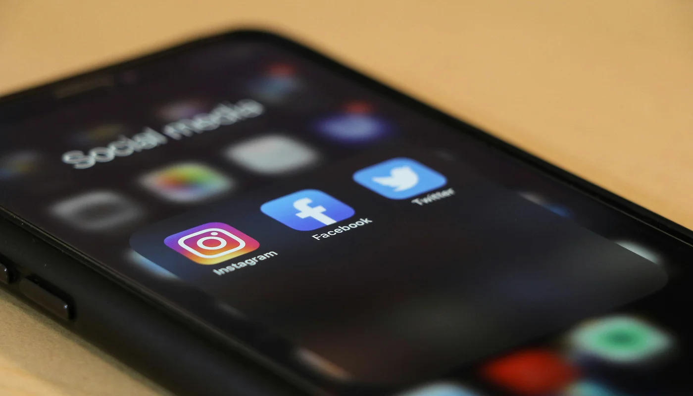 phone showing social media apps